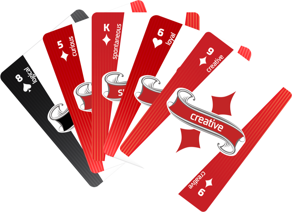 A fan of Personality Poker cards