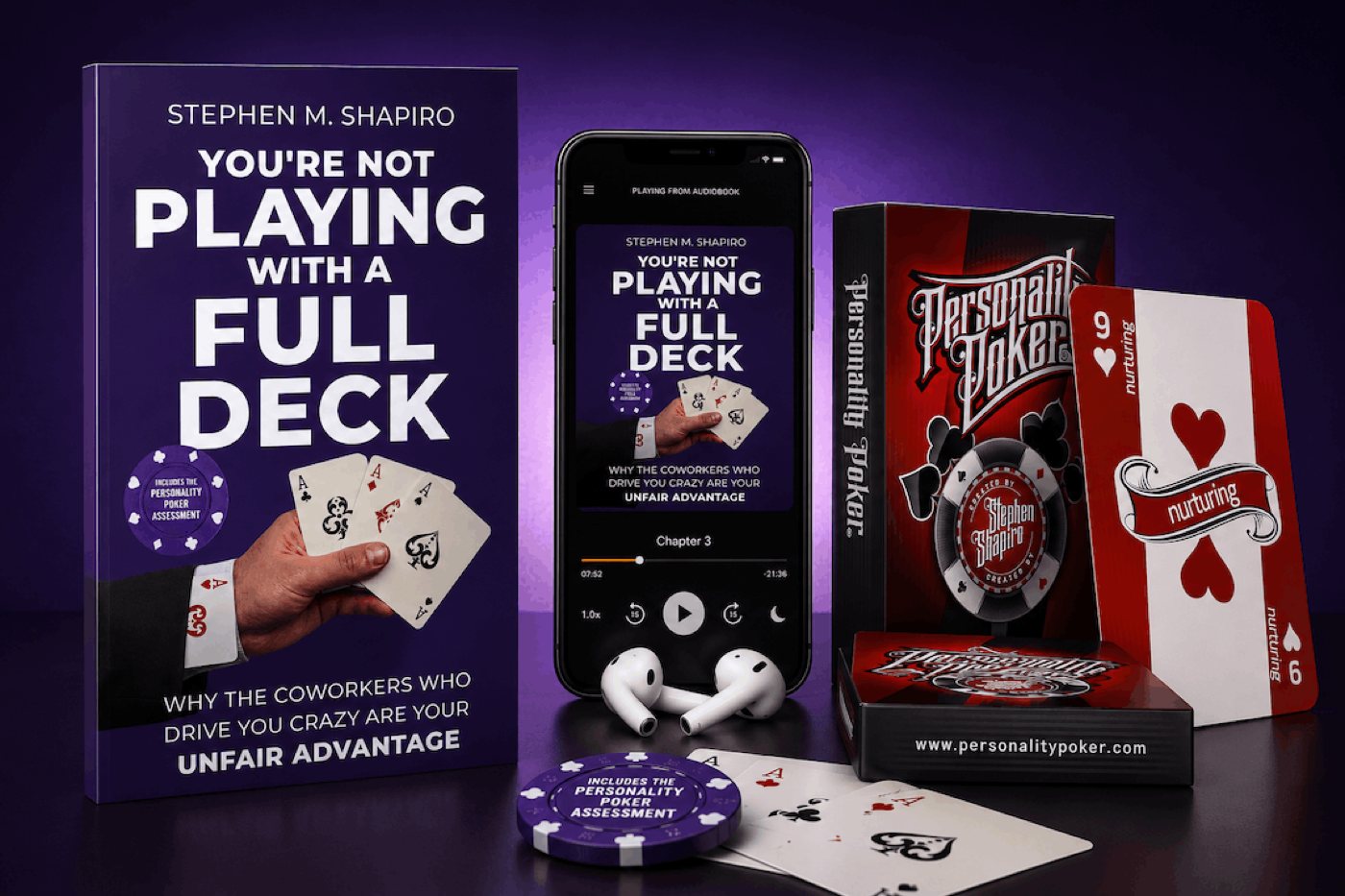 The Personality Poker book, audiobook, and card decks